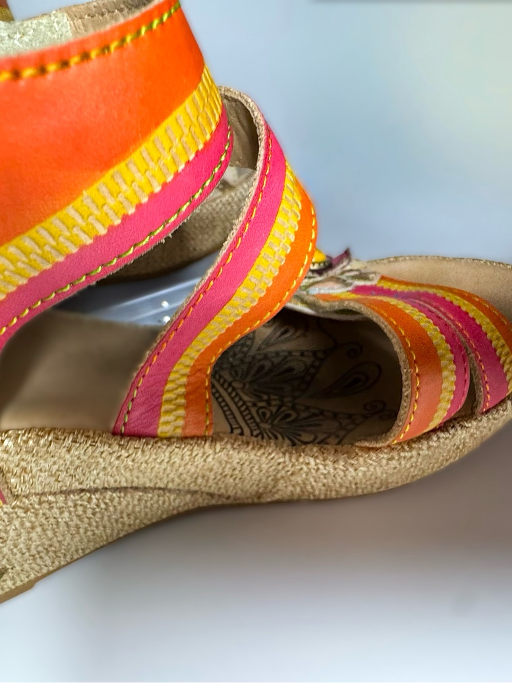 L’Artiste Spring Step KARNIT hand painted Floral Leather Espadrille Wedge EU 41 - Picture 12 of 13